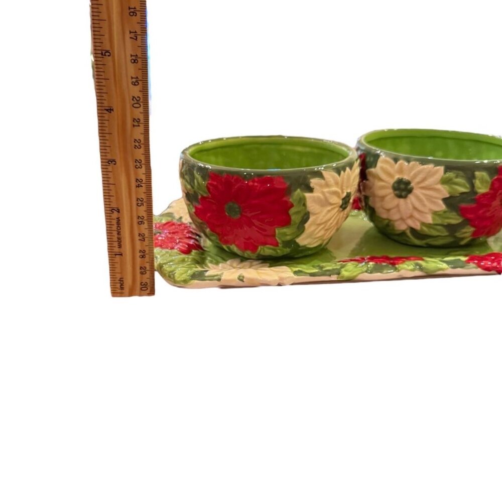 Temp-tations by Tara Set - Christmas Holly Bowls, Tray, and Knife Spreader - Picture 2 of 3